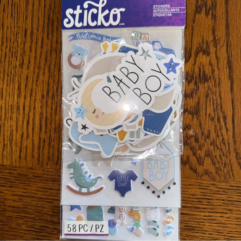 Baby Boy Sticker Flip-Pack 58pc Sticko Scrapbook Die Cuts  Embellishments NEW